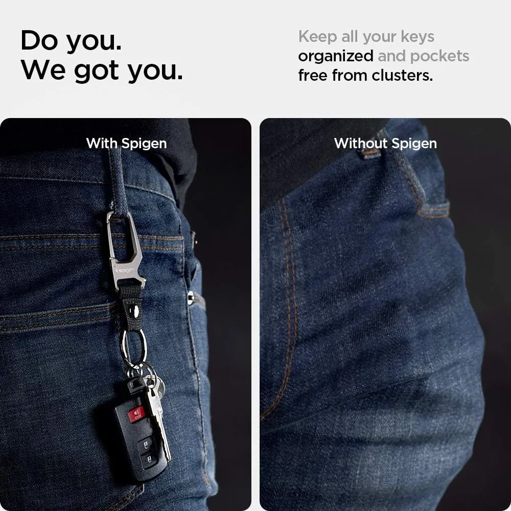 Spigen Life Carabiner Key Ring Clip, Car Keychain Clip, Bottle Opener Key Chain Ring for Men and Women