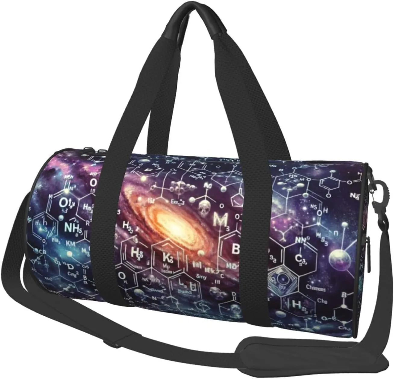 Sports Duffel Bag Chemical-Formula-Starry-Sky Foldable Travel Tote Bag Weekender Sleepover Carry On Bag