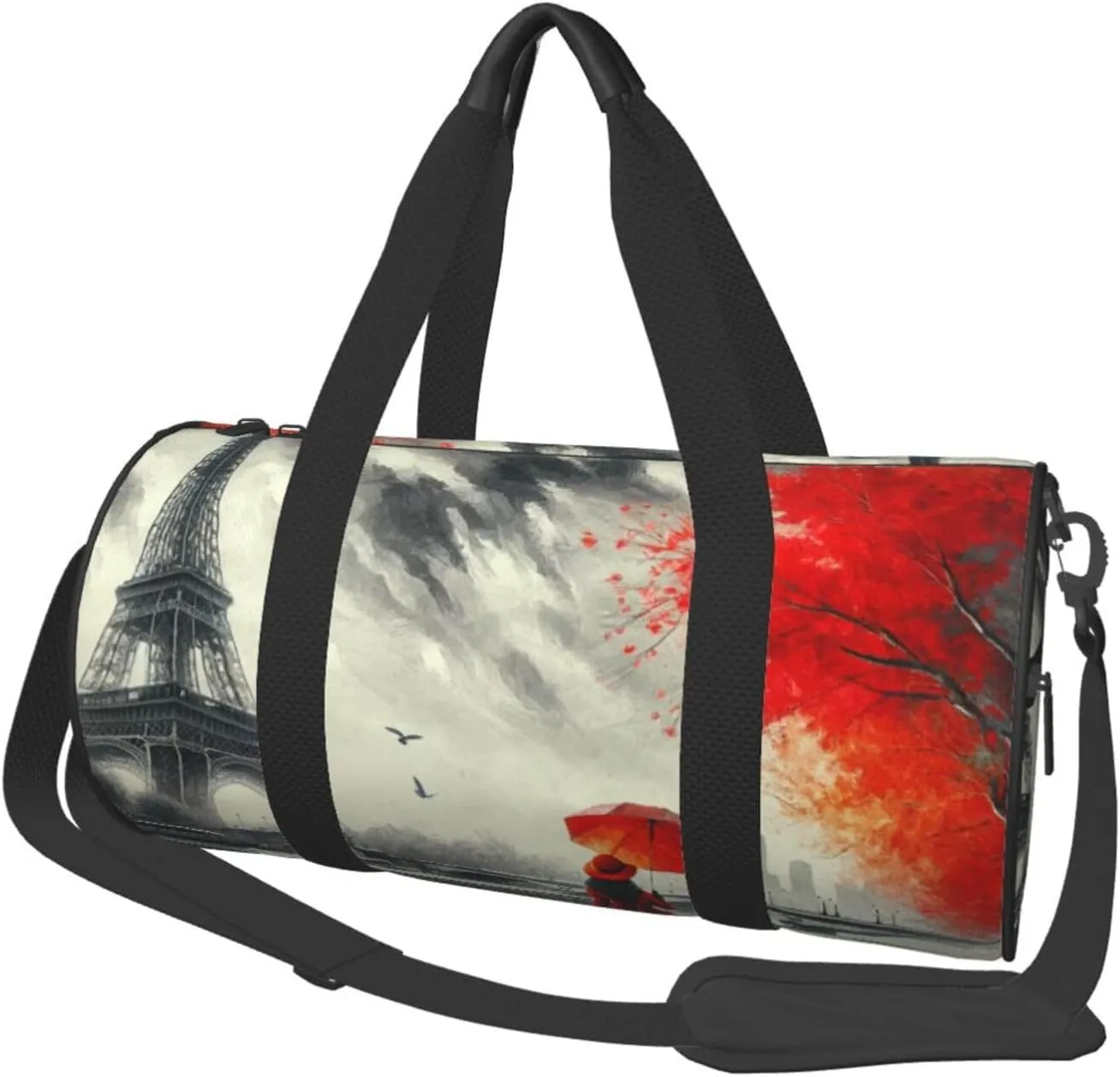 Sports Duffel Bag Paris-European-France Foldable Travel Tote Bag Weekender Sleepover Carry On Bag