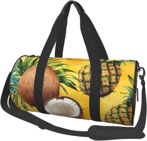 Sports Duffel Bag Pineapple-Coconut Foldable Travel Tote Bag Weekender Sleepover Carry On Bag
