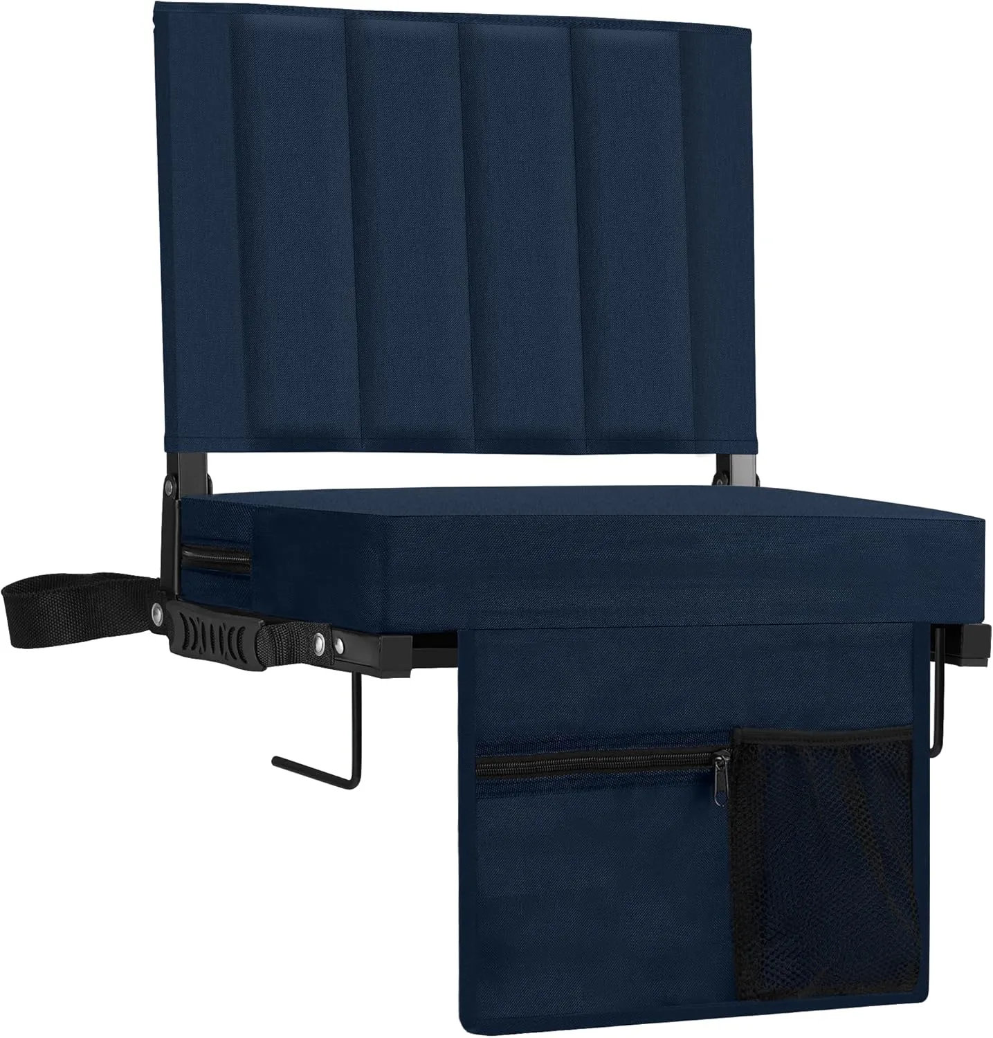 Stadium Seat for Bleachers with Back Support, Portable Bleacher Seat with Wide Comfy Padded Cushion, Metal Hook, Folding Stadium Chair with Shoulder Strap, Carry Handle, Cup Holder