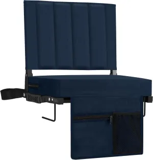 Stadium Seat for Bleachers with Back Support, Portable Bleacher Seat with Wide Comfy Padded Cushion, Metal Hook, Folding Stadium Chair with Shoulder Strap, Carry Handle, Cup Holder