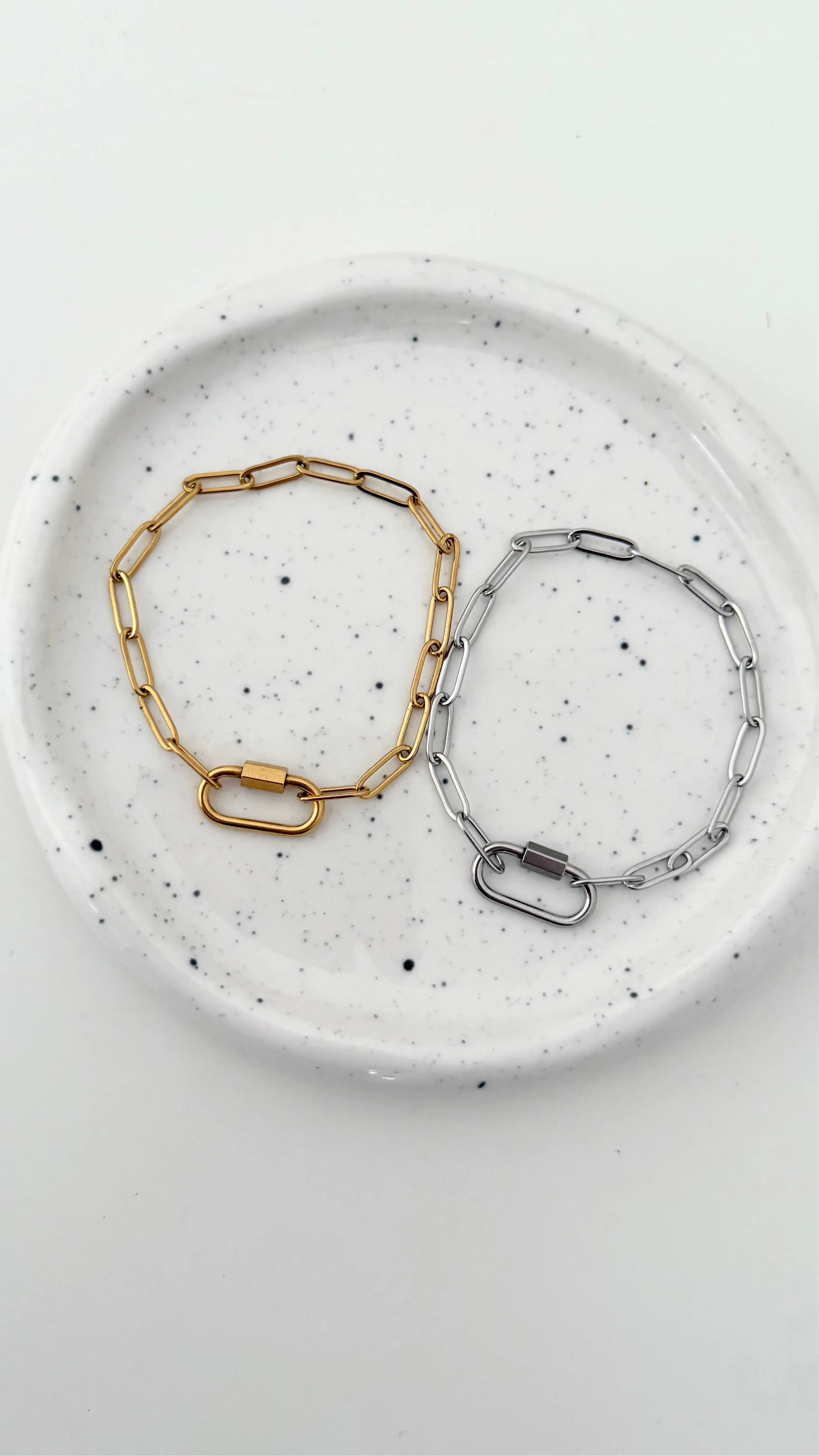 Stainless Steel Paperclip Carabiner Charm Bracelet