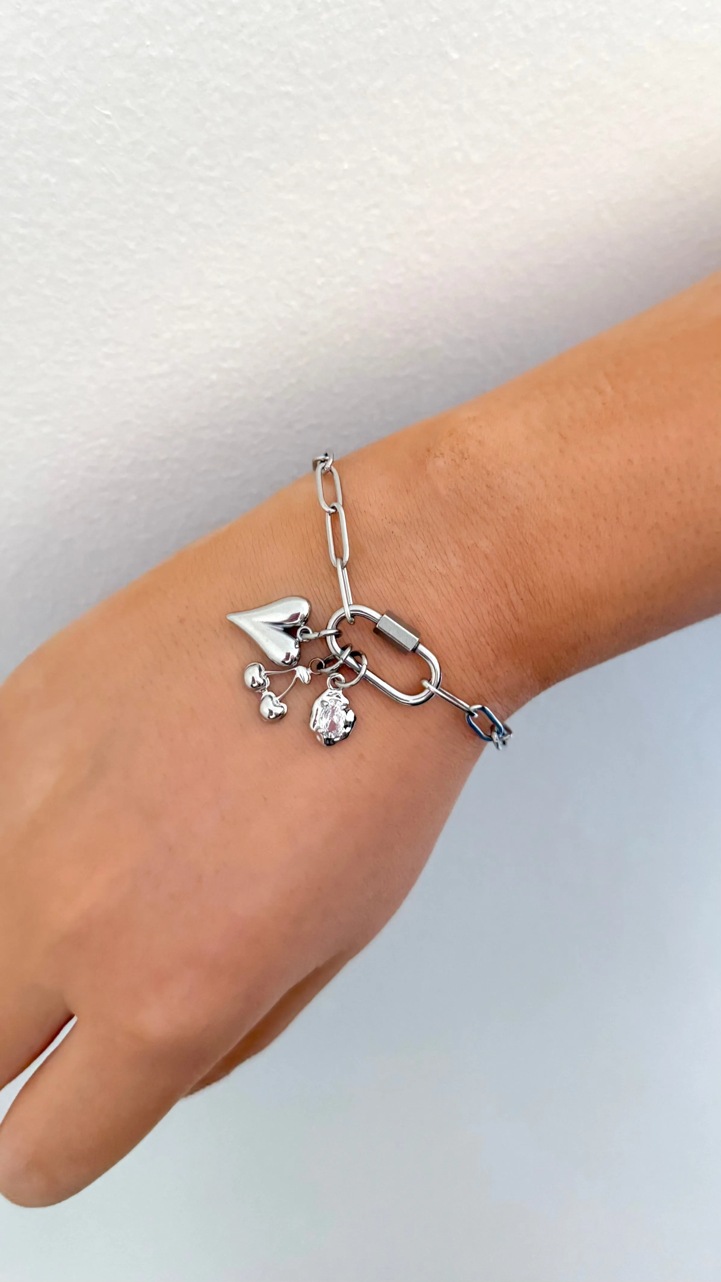 Stainless Steel Paperclip Carabiner Charm Bracelet