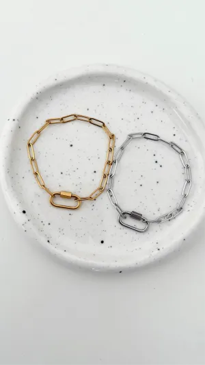 Stainless Steel Paperclip Carabiner Charm Bracelet