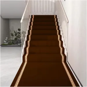 Stair Treads Carpet, Full Roll Self-Adhesive Stair Pads, Indoor Safety Anti Skid Rugs, Kid Elder Pet Friendly Staircase Floor Mat, Staircase Decoration Mat, Step Protectors (Color : Coffee c