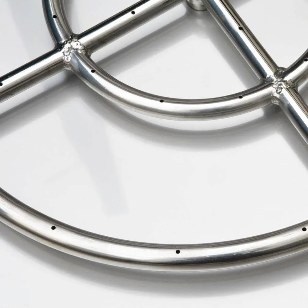 Stanbroil Stainless Steel 30" Round Flat Fire Pit Pan w/24 Fire Burner Ring Installed, BTU 296,000 Max