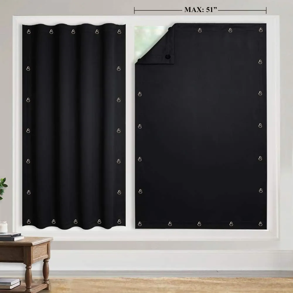 StangH Temporary Blackout Blinds Curtain for Window Travel Portable Adjustable Suckers Sunlight Blocking Blinds Thermal Insulated Curtains for Storage Room/Basement, Black, 51 x 78 Inch, 1 Pc