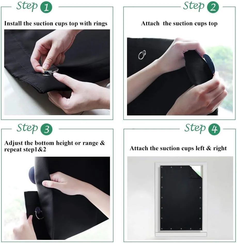 StangH Temporary Blackout Blinds Curtain for Window Travel Portable Adjustable Suckers Sunlight Blocking Blinds Thermal Insulated Curtains for Storage Room/Basement, Black, 51 x 78 Inch, 1 Pc