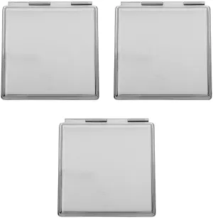 Stephanie Imports Set of 3 Double Sided Magnifying Compact Mirrors (Silver, Square)