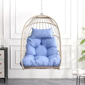 Streamdale Outdoor garden rattan egg swing chair hanging chair PE hanging chair blue