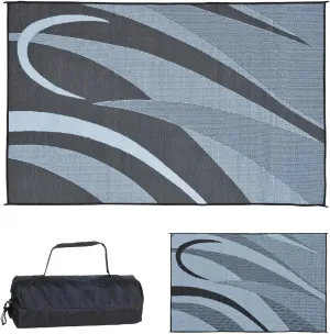 Stylish Camping GA1 Reversible Graphic Patio Mat-8' x 12', Black/Silver