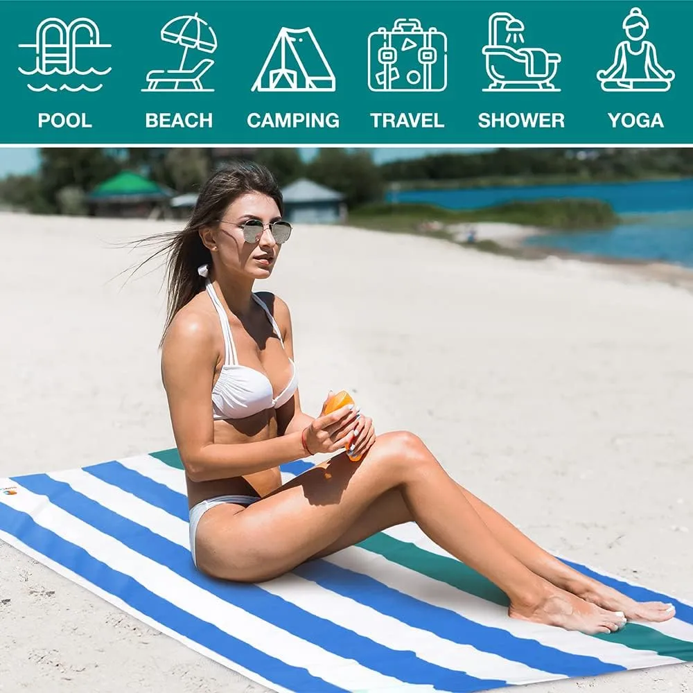 SUN CUBE Microfiber Beach Towel, Quick Dry Sand Free Beach Towel, Lightweight, Compact for Travel Swim Sports Camping, Packable Sand Resistant Towel Adult - Blue 78x35 Inches
