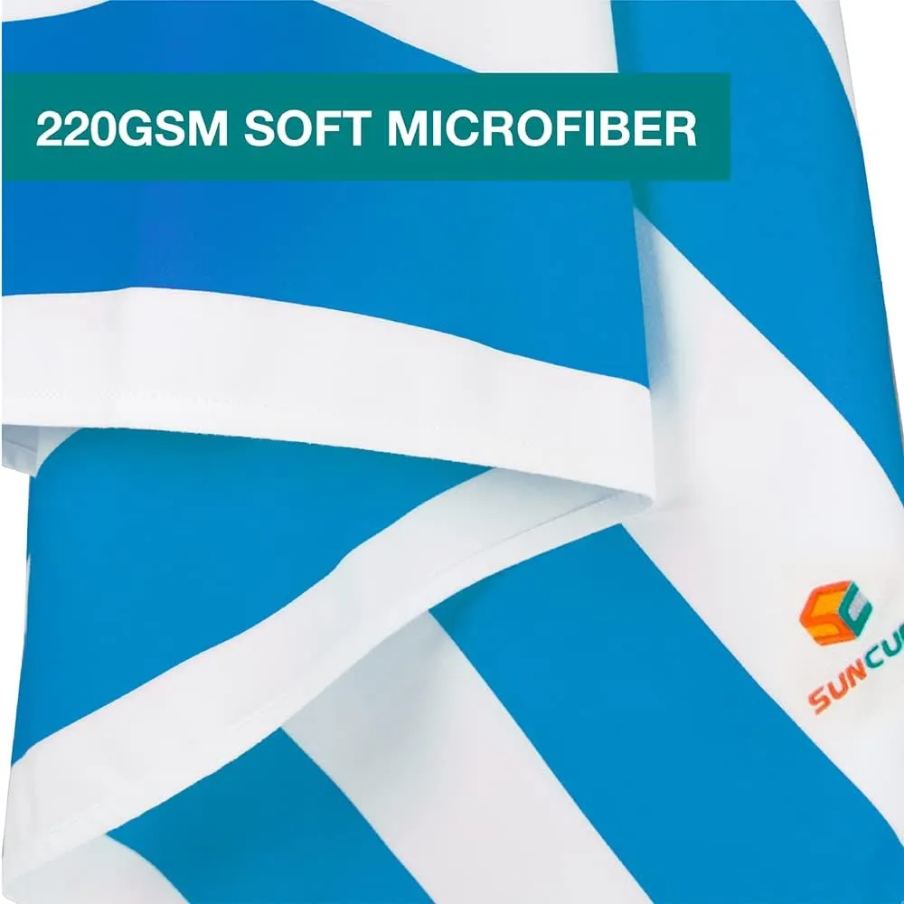 SUN CUBE Microfiber Beach Towel, Quick Dry Sand Free Beach Towel, Lightweight, Compact for Travel Swim Sports Camping, Packable Sand Resistant Towel Adult - Blue 78x35 Inches