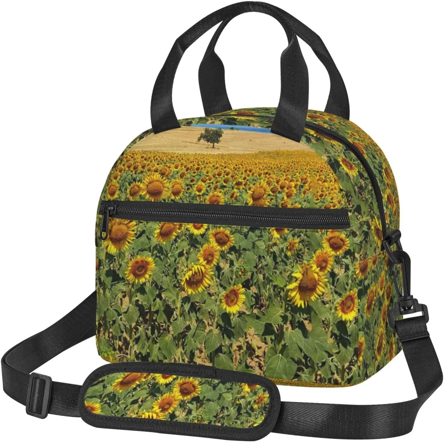 Sunflower Bush Lunch Bag Hand Tote Crossbody Insulated Lunch Bag Large Portable Lunch Box