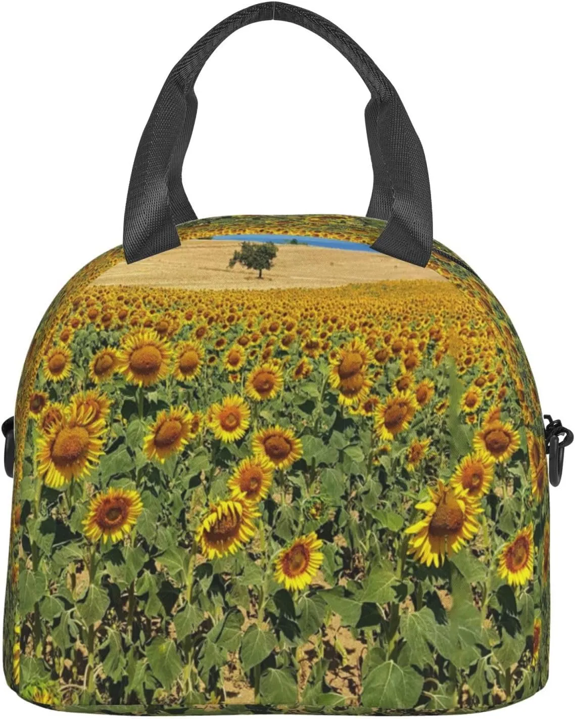 Sunflower Bush Lunch Bag Hand Tote Crossbody Insulated Lunch Bag Large Portable Lunch Box