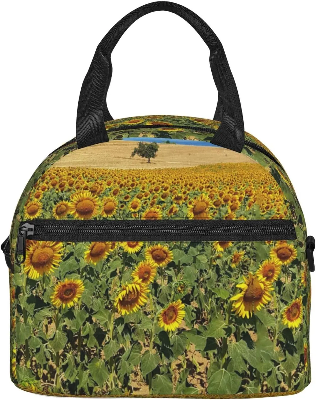 Sunflower Bush Lunch Bag Hand Tote Crossbody Insulated Lunch Bag Large Portable Lunch Box