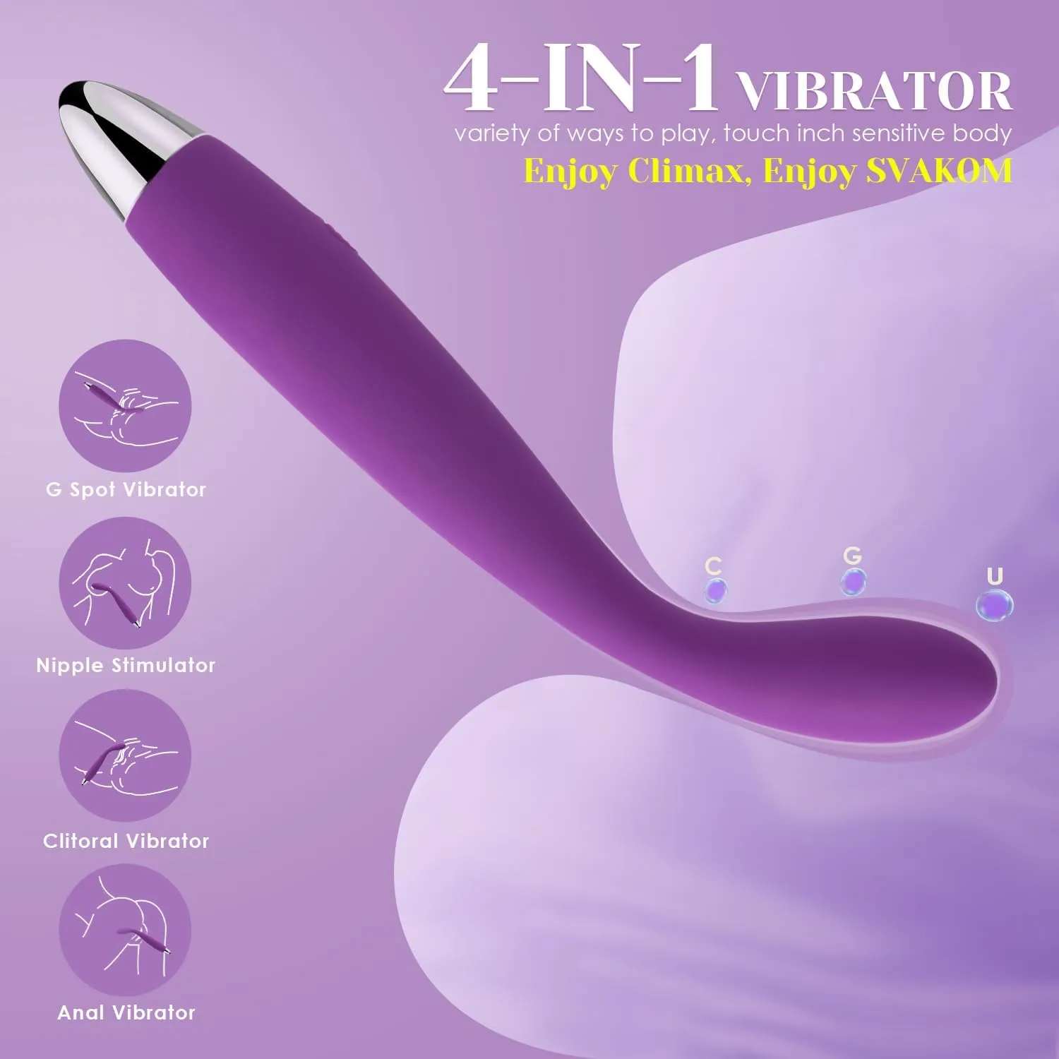 SVAKOM COCO G Spot Vibrator - 8 Seconds to Climax Finger Shaped Waterproof Vibes for Women - 5*5 Vibrations Clit Nipple Personal Massagers - Adult Female Sex Toys