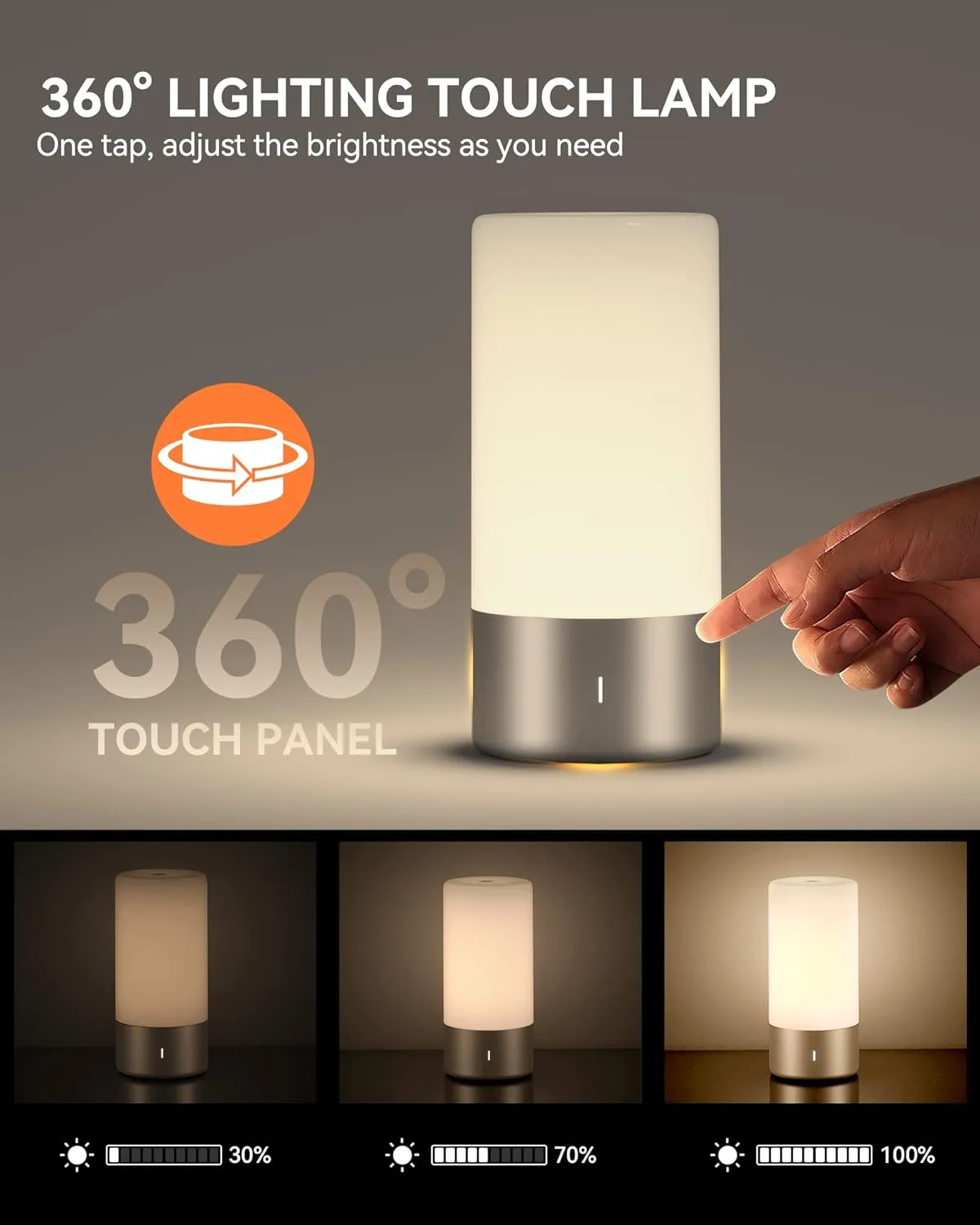 Table Lamp, [Advanced] Bedside Touch Control Lamp for Bedroom 3 Level Dimmable Warm White Lights with 256 RGB Color Mode Modern Deisgn Smart Nightstand Desktop LED Lamps Portable for Read