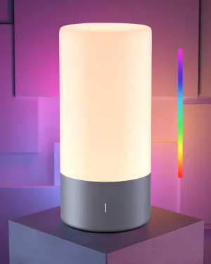 Table Lamp, [Advanced] Bedside Touch Control Lamp for Bedroom 3 Level Dimmable Warm White Lights with 256 RGB Color Mode Modern Deisgn Smart Nightstand Desktop LED Lamps Portable for Read