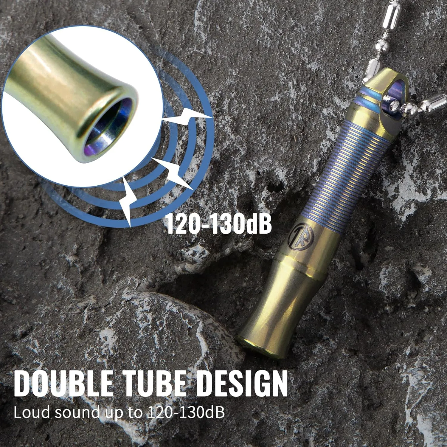 TACRAY Titanium Whistle – Ultra-Loud 120  dB, CNC Machined, Lightweight & Durable – Perfect for Emergency Survival, Hiking, Camping, and Outdoor Safety – Includes Stainless Steel Chain