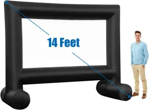 Tangkula 14FT Inflatable Indoor and Outdoor Movie Projector Screen, Blow up Mega Movie Screen with Built-in Blower, Tie-Downs & Storage Bag for Front and Rear Projection, Home Theater Cinema (14FT)
