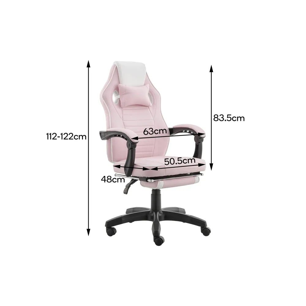 Tempest PU Leather Office Computer Work Task Gaming Chair - Pink/White