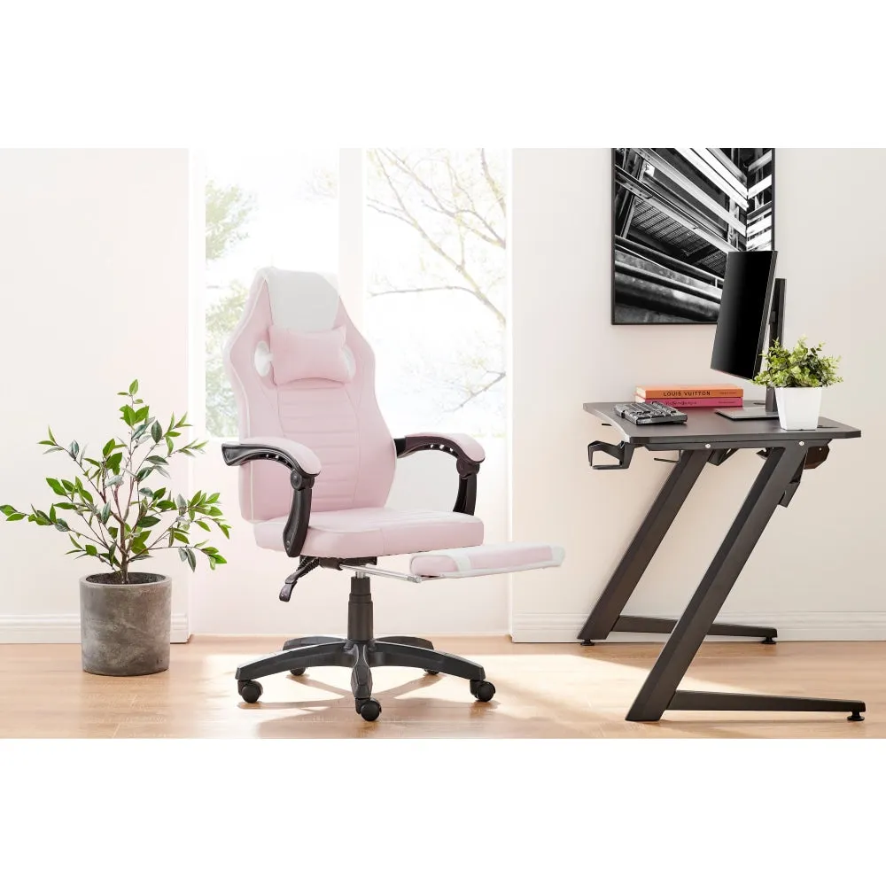 Tempest PU Leather Office Computer Work Task Gaming Chair - Pink/White