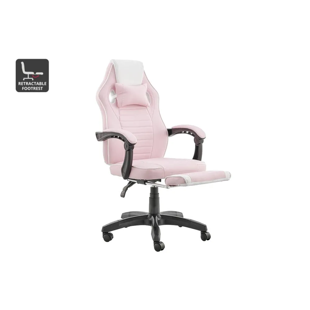 Tempest PU Leather Office Computer Work Task Gaming Chair - Pink/White