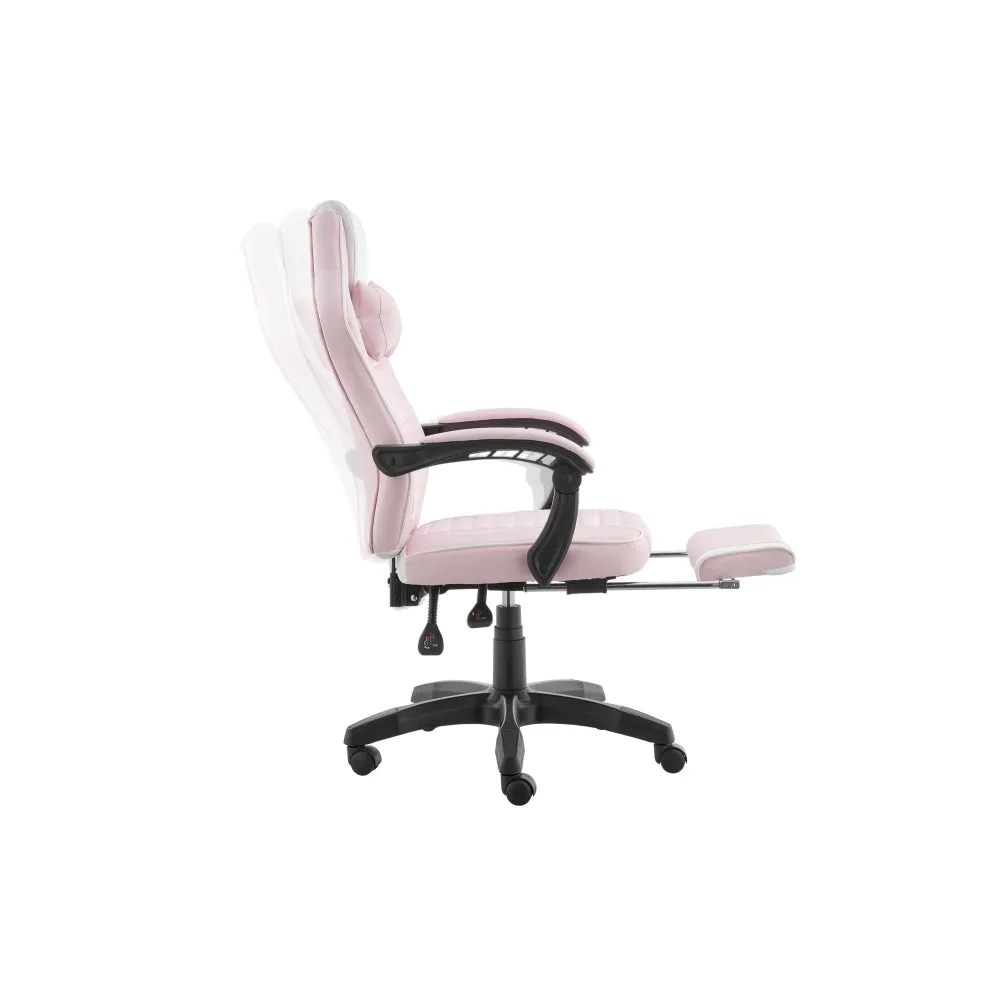 Tempest PU Leather Office Computer Work Task Gaming Chair - Pink/White