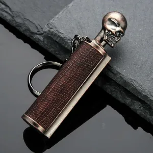 Ten Thousand Matches Kerosene Lighter, Keychain, 3D Embossed Decoration, Reusable, Waterproof.(Skeleton)