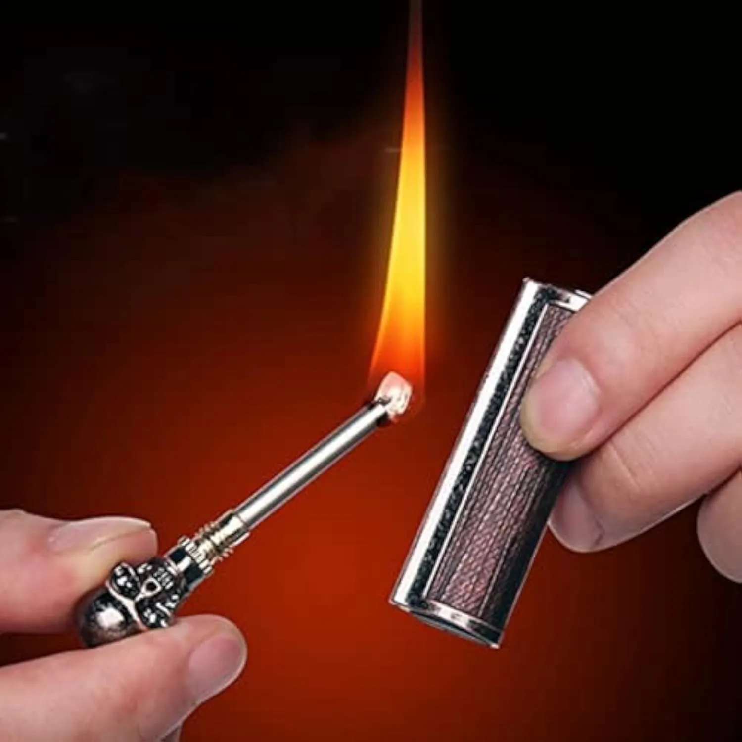 Ten Thousand Matches Kerosene Lighter, Keychain, 3D Embossed Decoration, Reusable, Waterproof.(Skeleton)