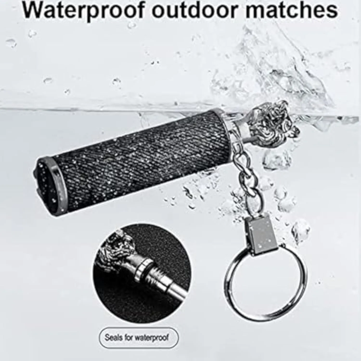 Ten Thousand Matches Kerosene Lighter, Keychain, 3D Embossed Decoration, Reusable, Waterproof.(Skeleton)