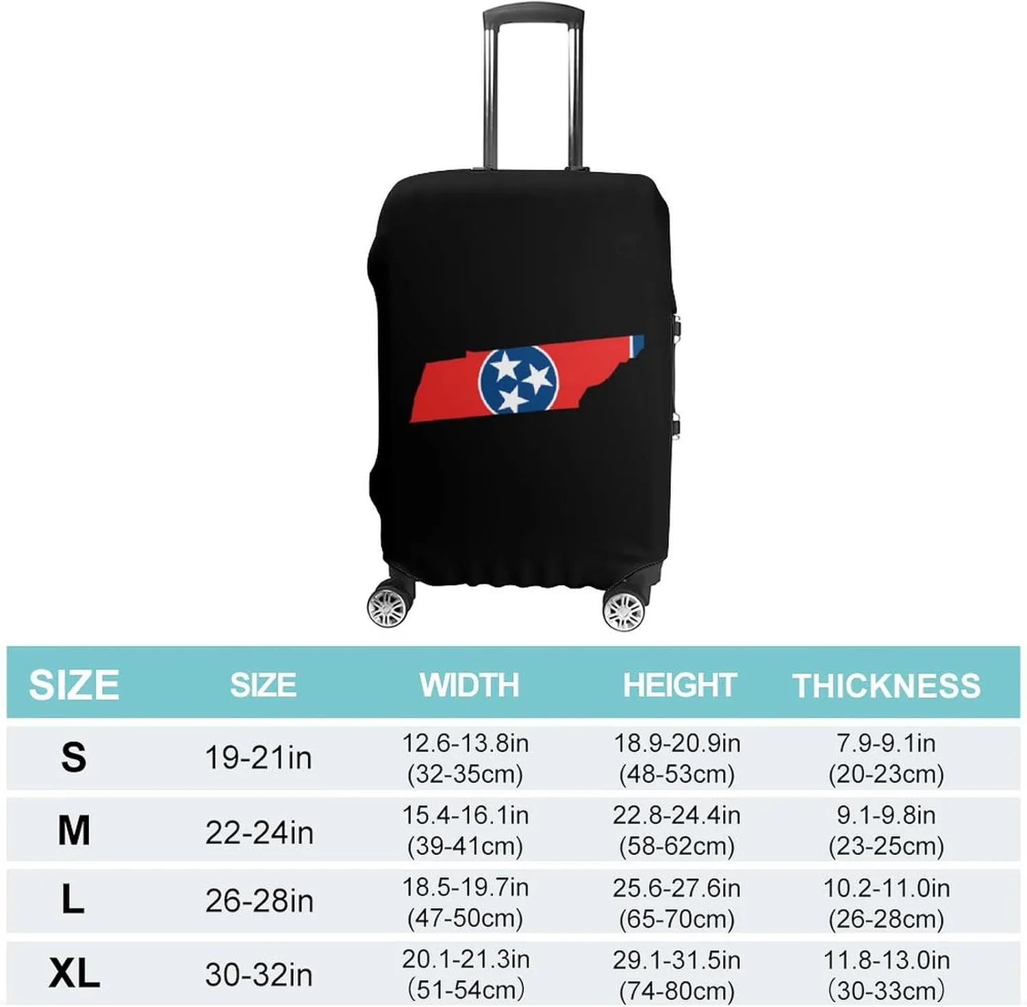 Tennessee State Map Flag Luggage Protector Suitcase Cover Anti-Scratch Washable Fit 18-32 Inch Travel Luggage