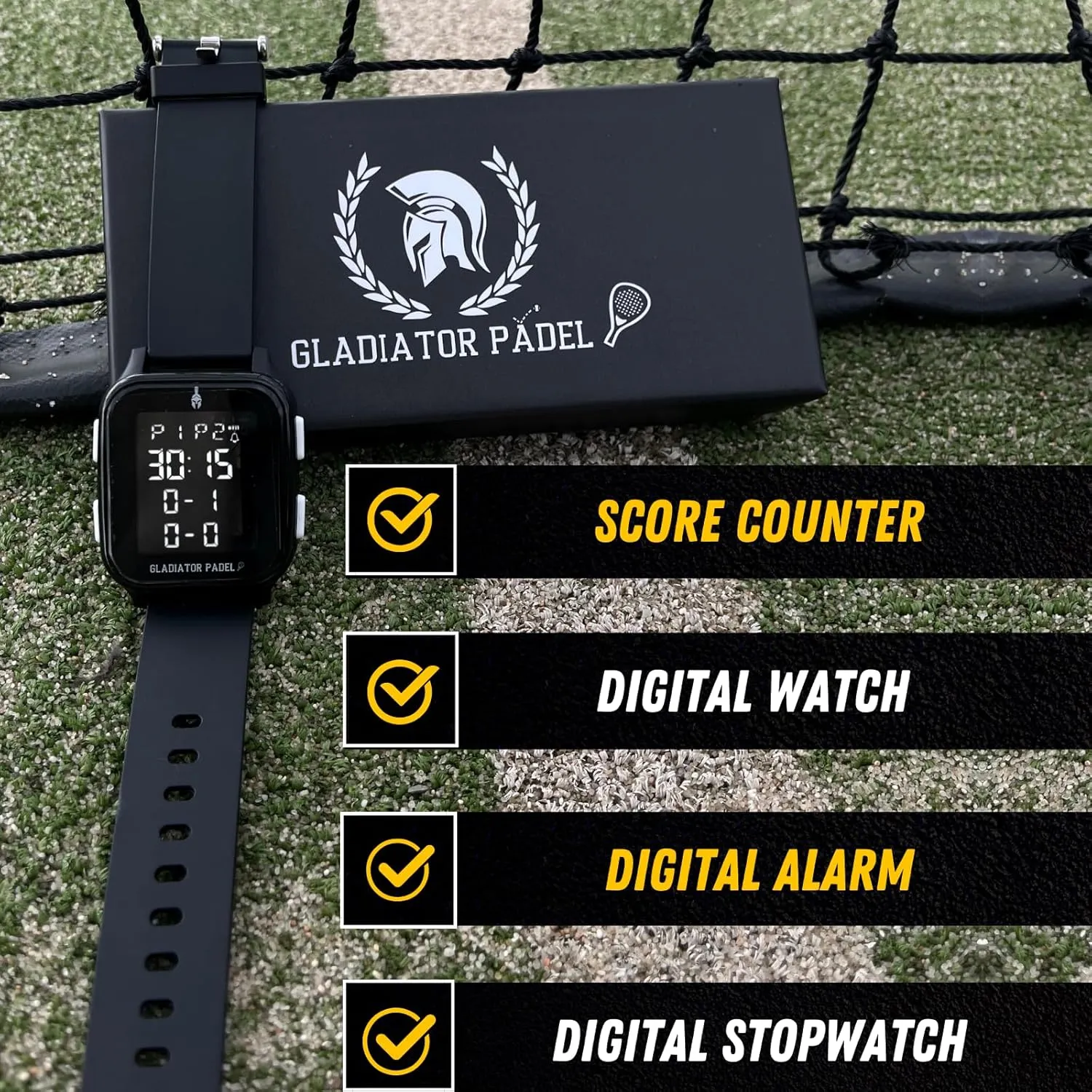 Tennis and Padel Score Keeper Watch   Alarm Mode,Chronometer and Watch - Water Resistant - Tennis Gadgets and Padel Accessories