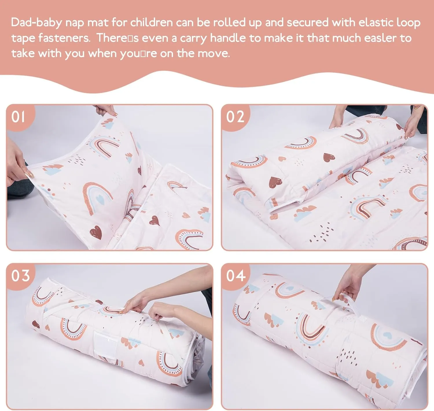 Toddler Nap Mat with Removable Blanket and Pillow, Extra Large Rolled Napping Mats,Toddler Sleeping Bag,Kids Sleeping Bag for Daycare,Nap Mats for Preschool