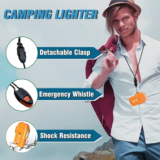 Torch Lighter, 2 Pack Butane Lighter, Windproof Outdoor Gas Lighter Adjustable Jet Flame Lighters, Fireplace Fireworks Grill Camping BBQ Lighter, Gifts for Men. (Black Orange)(Without Butane)