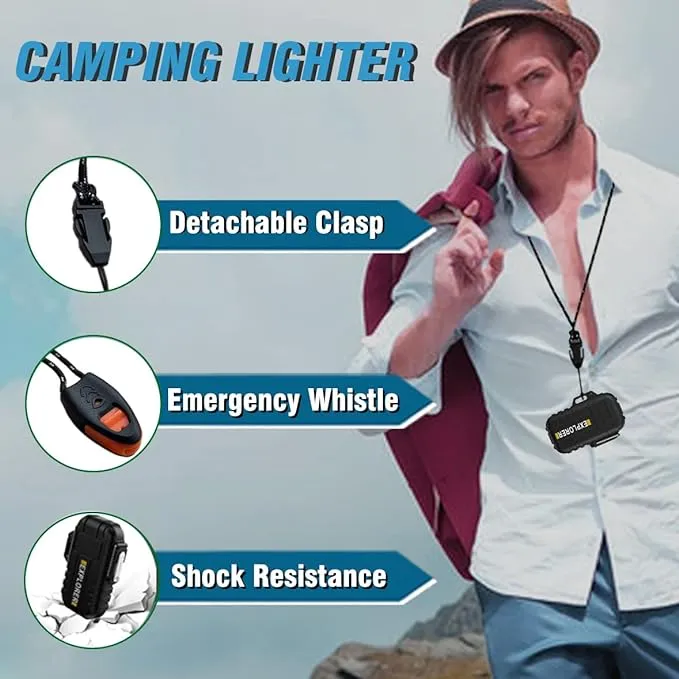Torch Lighter, 2 Pack Butane Lighter, Windproof Outdoor Gas Lighter Adjustable Jet Flame Lighters, Fireplace Fireworks Grill Camping BBQ Lighter, Gifts for Men. (Black Red)(Without Butane)