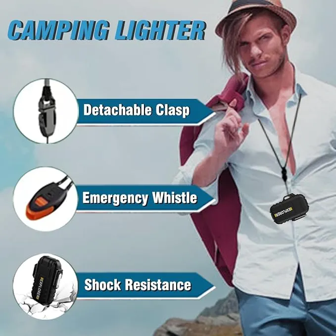 Torch Lighter, 2 Pack Butane Lighter, Windproof Outdoor Gas Lighter Adjustable Jet Flame Lighters, Fireplace Fireworks Grill Camping BBQ Lighter, Gifts for Men. (Without Gas) (Black Black)