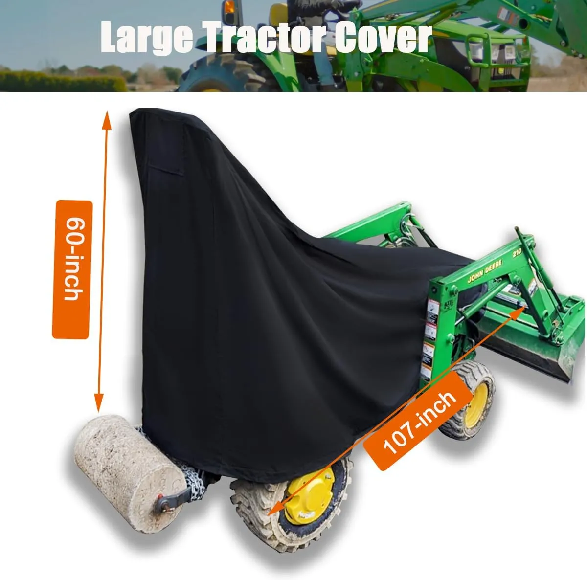 Tractor Cover Compatible with Kubota,John Deere,Mahindra, Bobcat,Waterproof Tractor Cover for Compact Utility Tractors LP95637 for Series 2320, 2520, 2720, 3120, 3320, 3520, 3720, 3203 and 4105,Large