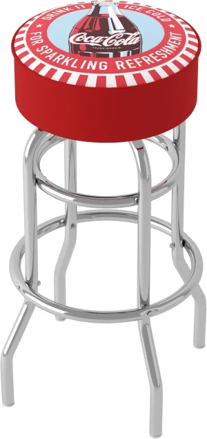 Trademark Gameroom Coke Chrome bar Stool with Swivel - Coca-Cola Drink It Ice Cold for Sparkling Refreshment Bottle Art