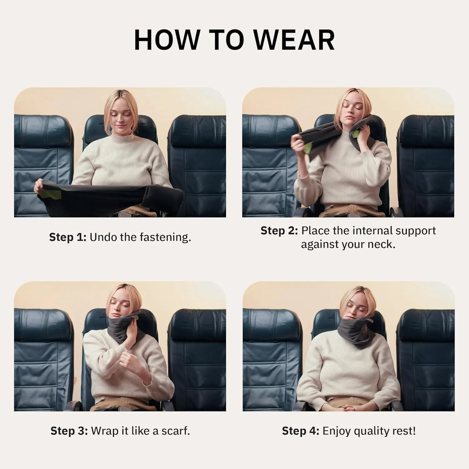 trtl Travel and Airplane Pillow - Real Sleeping Experience on Long Flights - Neck and Shoulder Support - Super-Soft, Lightweight, Easy-to-Carry, and Machine-Washable Flight Pillow - Black