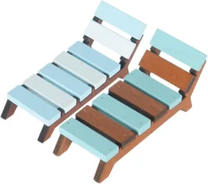 UPKOCH 2pcs Miniature Beach Chair for Dollhouse Cute Wood Recliner Furniture and Adorable Decoration for Mini House Play and Design