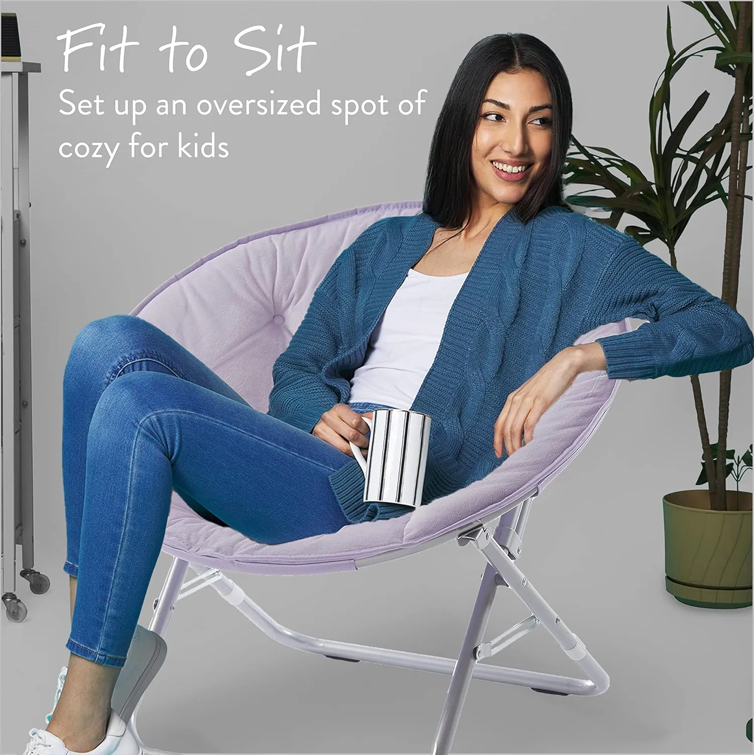 Urban Lifestyle Micromink Foldable Saucer Chair, Lavender