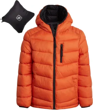 URBAN REPUBLIC Boys’ Foldable Hooded Jacket – Insulated Weather Resistant Bubble Puffer Windbreaker Coat for Boys Sizes 4-20