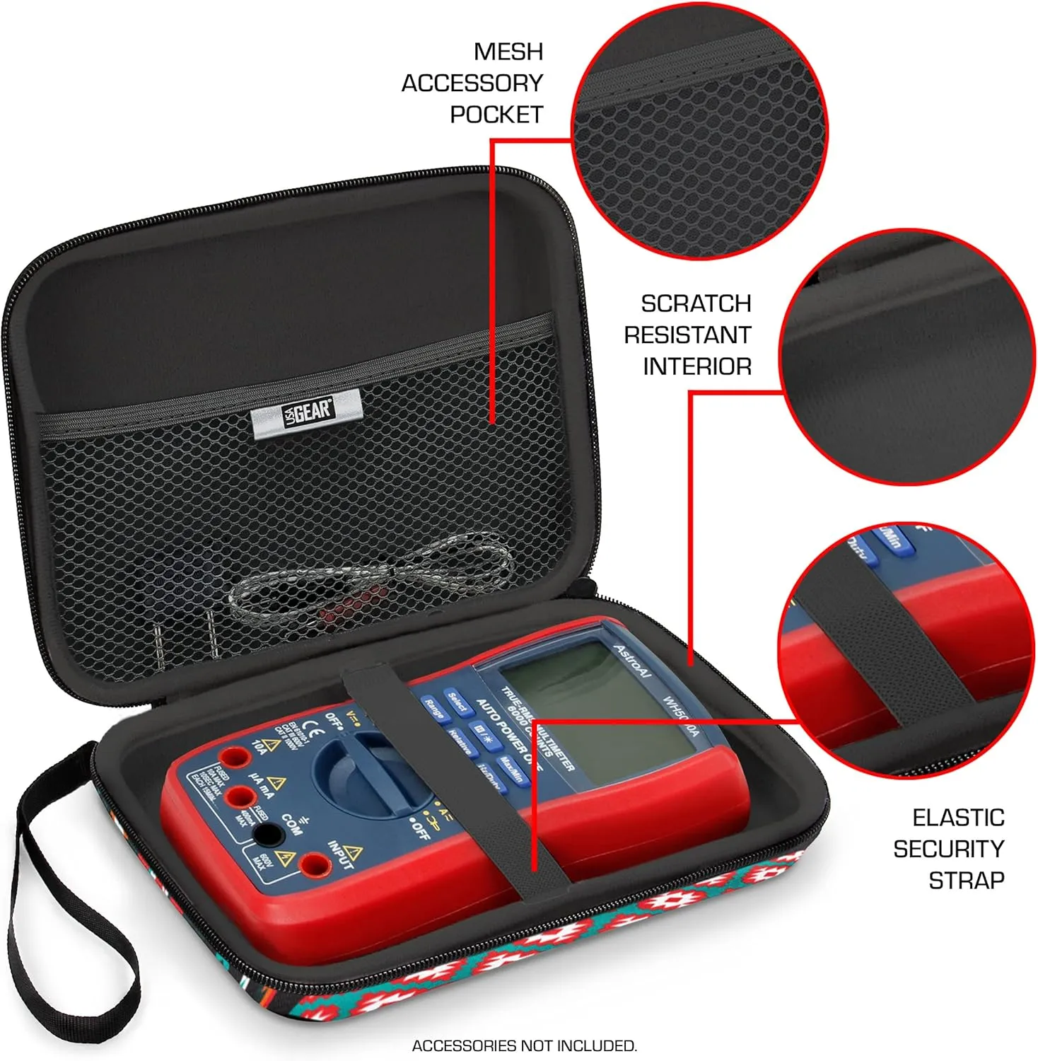 USA GEAR Multimeter Case - Voltage Tester Case Compatible with Astro AI Multi Meter, Klein Tools Multimeter Tester, Fluke Multimeter, and More Electrical Tester - Water & Scratch Resistant (Southwest)
