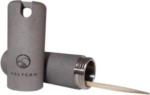 Valtcan Toothpick Holder Titanium Full Metal Portable Canister Keychain Pocket Caddy EDC Fob Design 1Oz Lightweight for Matches battery and Airtight Waterproof for Flavored Toothpicks