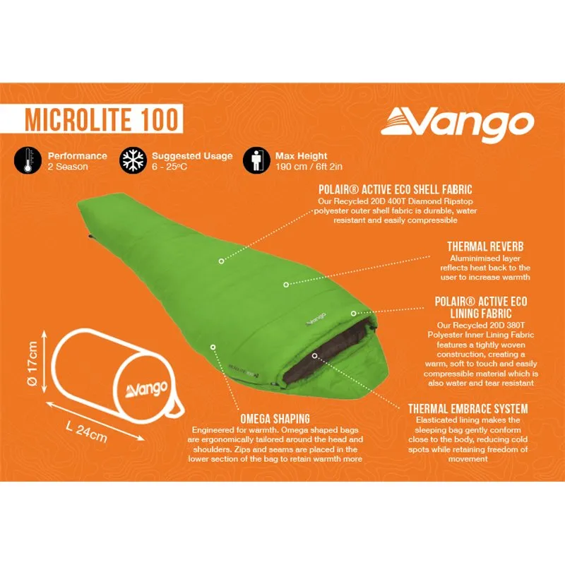 Vango Mircolite 100 Sleeping Bag Gecko Green 2024
