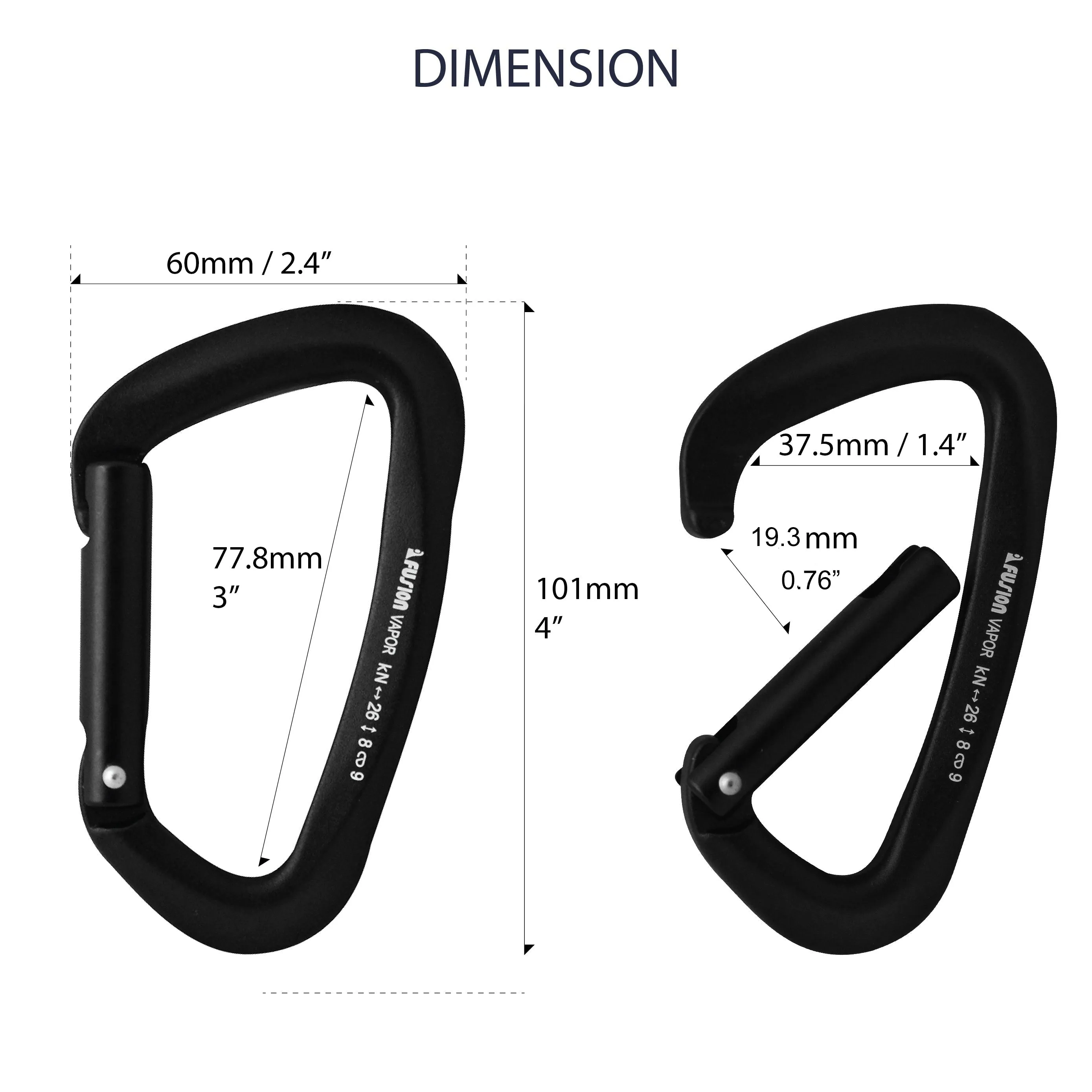 Vapor III Aluminum - Straight Aluminum Carabiner - Black