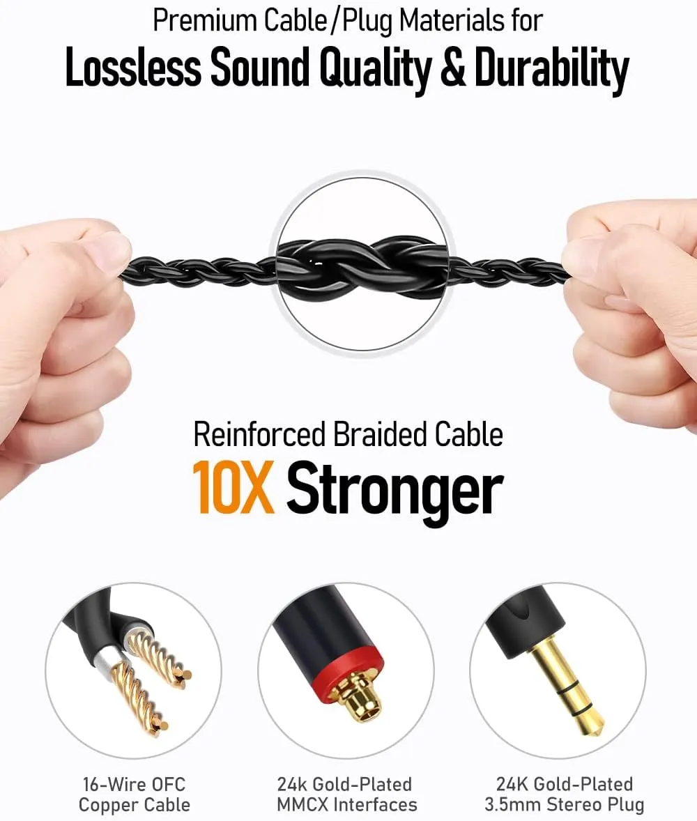 Vibes 201L Wired Earbuds in-Ear Headphones, Lightning to 3.5mm Adapter & Braided Cord, Noise Isolating Bass Driven Earphones, Carry Case, Ear Buds Tips, 3.5mm Jack (Clear Brown, No Mic)